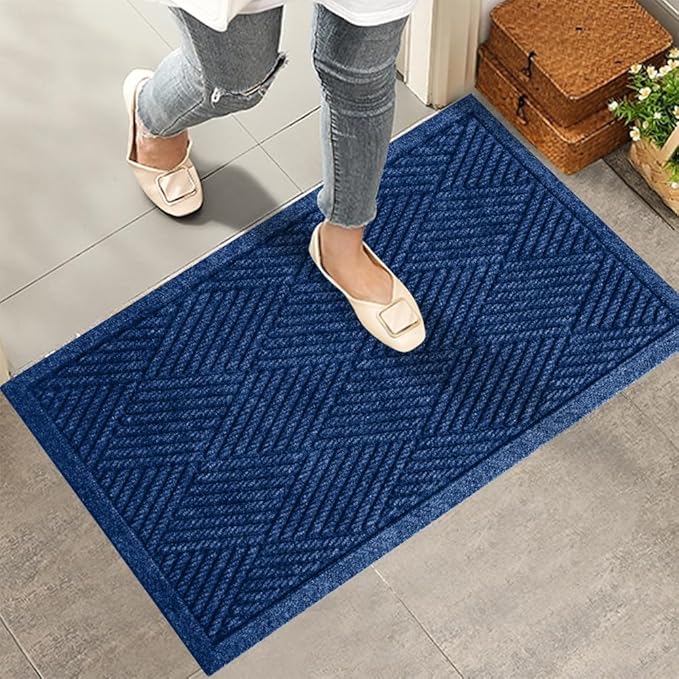HIYARD Sturdy Front Door Mat, Absorbent Muddy Dirt Resist Welcome Door Mats