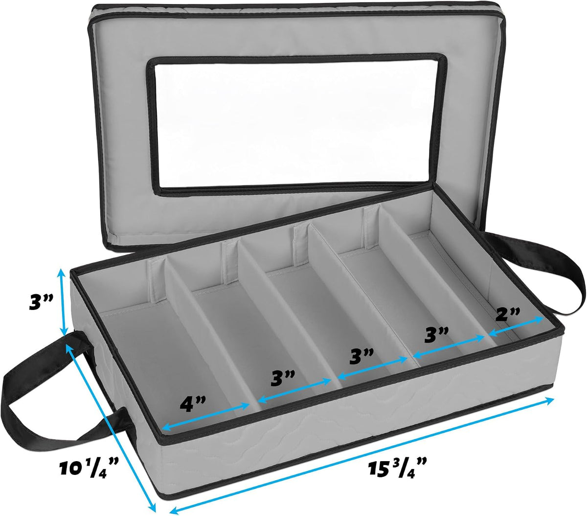 Flatware Storage Case 5 Compartments Silverware Container Box, Gray