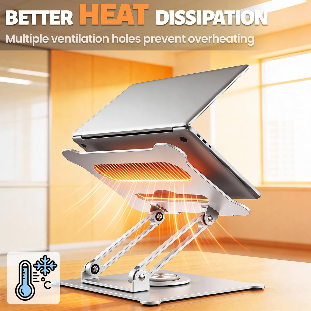 Urmust 360° Rotating Laptop Stand for Desk, 10-15.6“ Laptop Riser, Silver