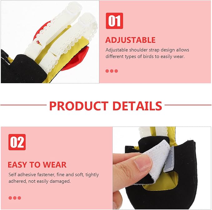 POPETPOP Washable Reusable Bird Diaper Suit with Breathable Cotton Fabric and Waterproof Layer for Parrots Budgies Cockatiels Lightweight Bird Flight Diaper Clothes 2.75X0.20X5.50In