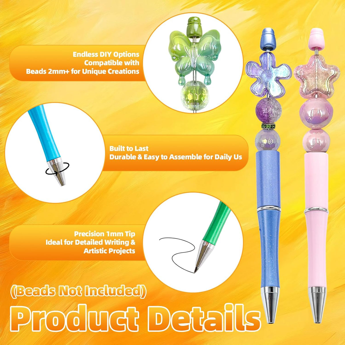 420 Pieces DIY Beadable Pen Bulk Kit – 140 PCS Ballpoint Pen with Refills & Bags – Perfect for Beads Pens Supplies, Beaded Pens for DIY Crafting – Office Supplies & Teacher Accessories (Colorful)