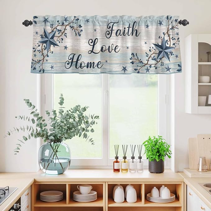 Vintage Farmhouse Kitchen Curtains Set 3 Piece