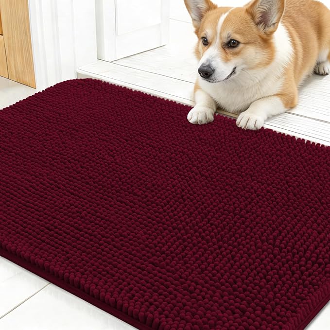 OLANLY Dog Door Mat for Muddy Paws 24x16, Absorbs Moisture and Dirt, Absorbent