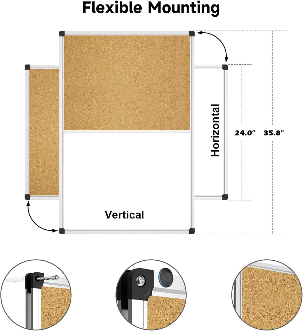 XBoard Magnetic whiteboard Corkboard Combo,36 x 24 Inches