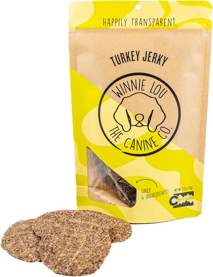 Winnie Lou Turkey Jerky Dog Treats - Limited Ingredient, Human Grade, Training Treats for Small, Medium & Large Dogs, USA Made, High Protein, Chews, Hypoallergenic, Sensative Stomach (1 Pack)