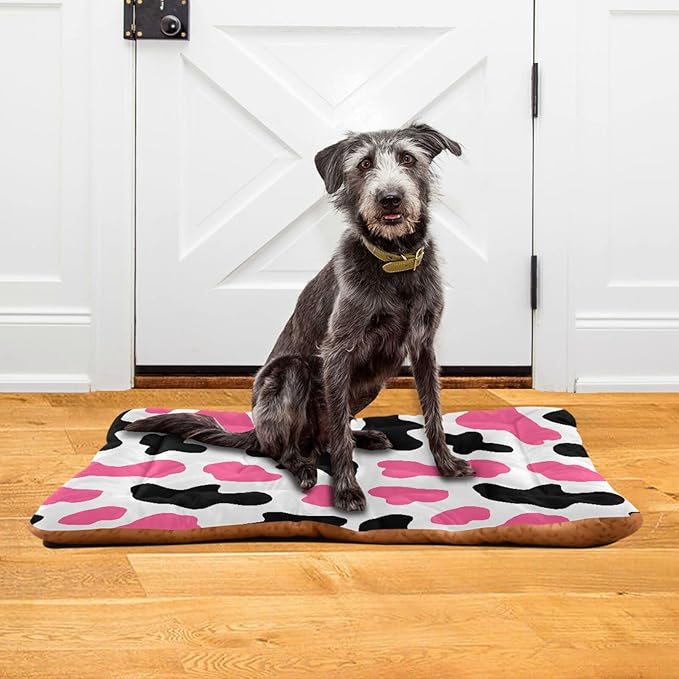 Pink Milk Cow Print Pet Bed Cute Dog Bed Mat Absorbing Non Slip Pad Pet Sleeping Mat for Small, Medium, and Large Dogs Puppy Cat 24 in x 18 in