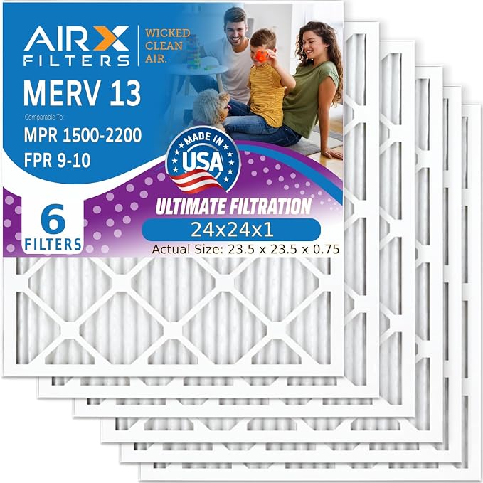 AIRX FILTERS WICKED CLEAN AIR. 24x24x1 Air Filter MERV 13 Electrostatic Pleated
