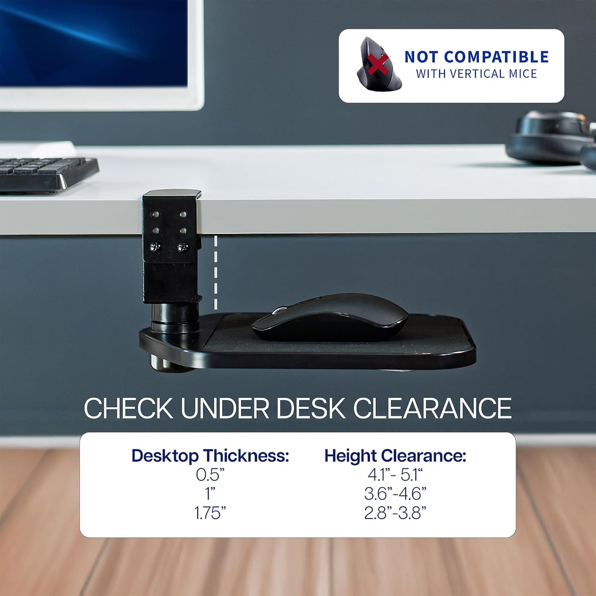 VIVO Black Clamp-on Mouse Pad Holder Platform, MOUNT-MS01A