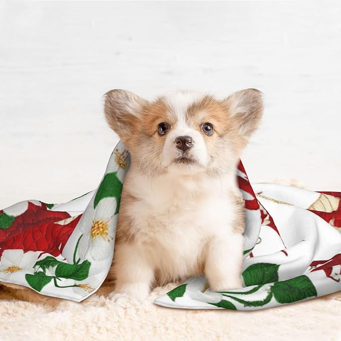Two Sided Pet Cuddler Blanket for Anxiety Calming, Floral Chinese Japanese Dragon Flower, Reversible Plush Design with Bubble Dot Pattern Provides Familiar Surface Anywhere