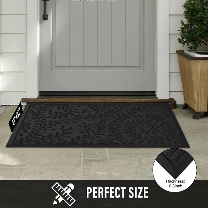 HIYARD Front Door Mat, Absorbent Dirt Trapping Welcome Door Mat Indoor Outdoor