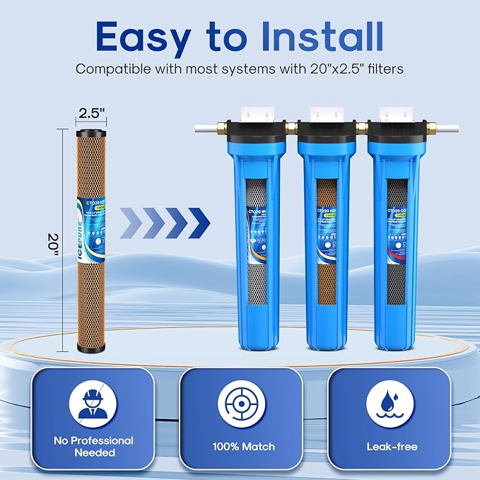 ICEPURE 20" x 2.5" Whole House Water Filter Replacement Combo Kit, Activated