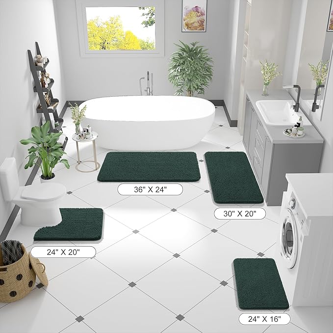 OLANLY Bathroom Rugs 36x24, Extra Soft Absorbent Chenille Bath Rugs, Rubber