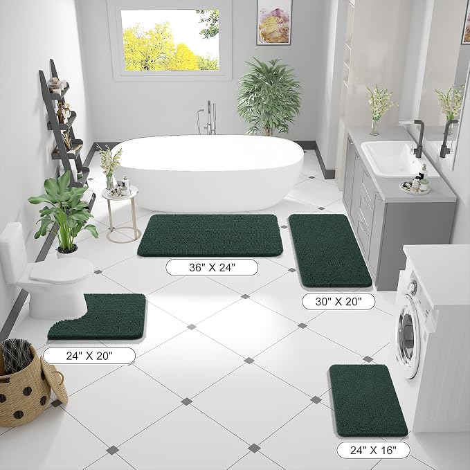 OLANLY Bathroom Runner Rugs 47x17, Soft Absorbent Chenille Bath Rugs, Rubber