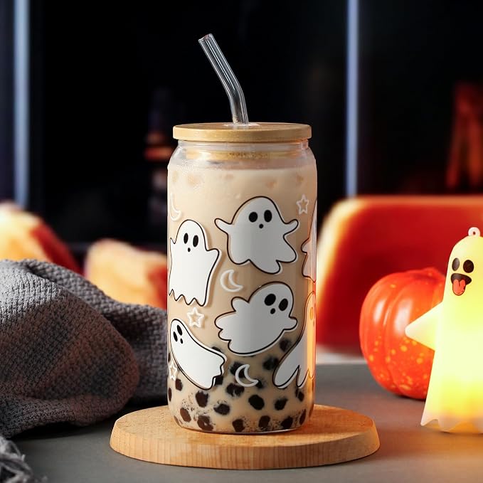 Halloween Ghost Fall Glass Cup