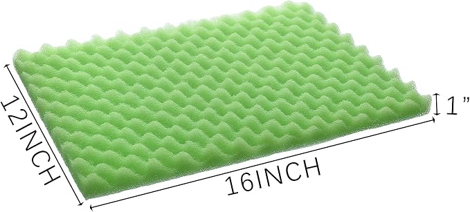 Aquarium Filter Media Bio Sponge Pad 16 x 12 x 1 inch, Fish Pond Foam Filter