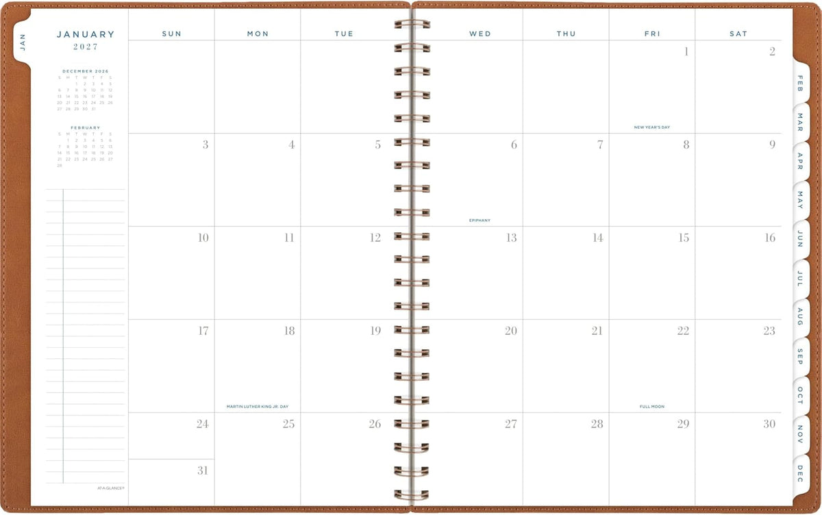 AT-A-GLANCE 2027 Planner, Weekly & Monthly, 13-Month Jan-Jan, 8.5" x 11", Signature, Distressed Brown (YP9050927)