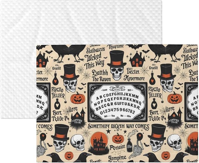 Reversible Plush Dot Pet Blanket, Halloween Witchcraft Witch Pumpkin Spider Web Bat Raven Magic Board Spirit Skull Skeleton Vintage Black, Ultra Soft Two Sided Throw for Dogs Cats Home Use Comfort