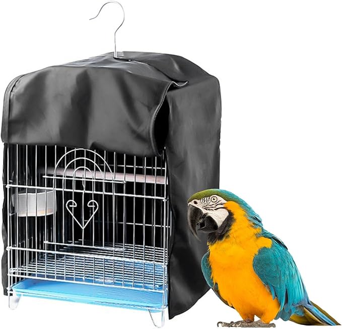 Bird Cage Cover Black Pet Cage Cover Good Night Dustproof Birdcage Cover for Lovebirds Macaw Parakeets Bird Cage Accessories, 35x35x50cm