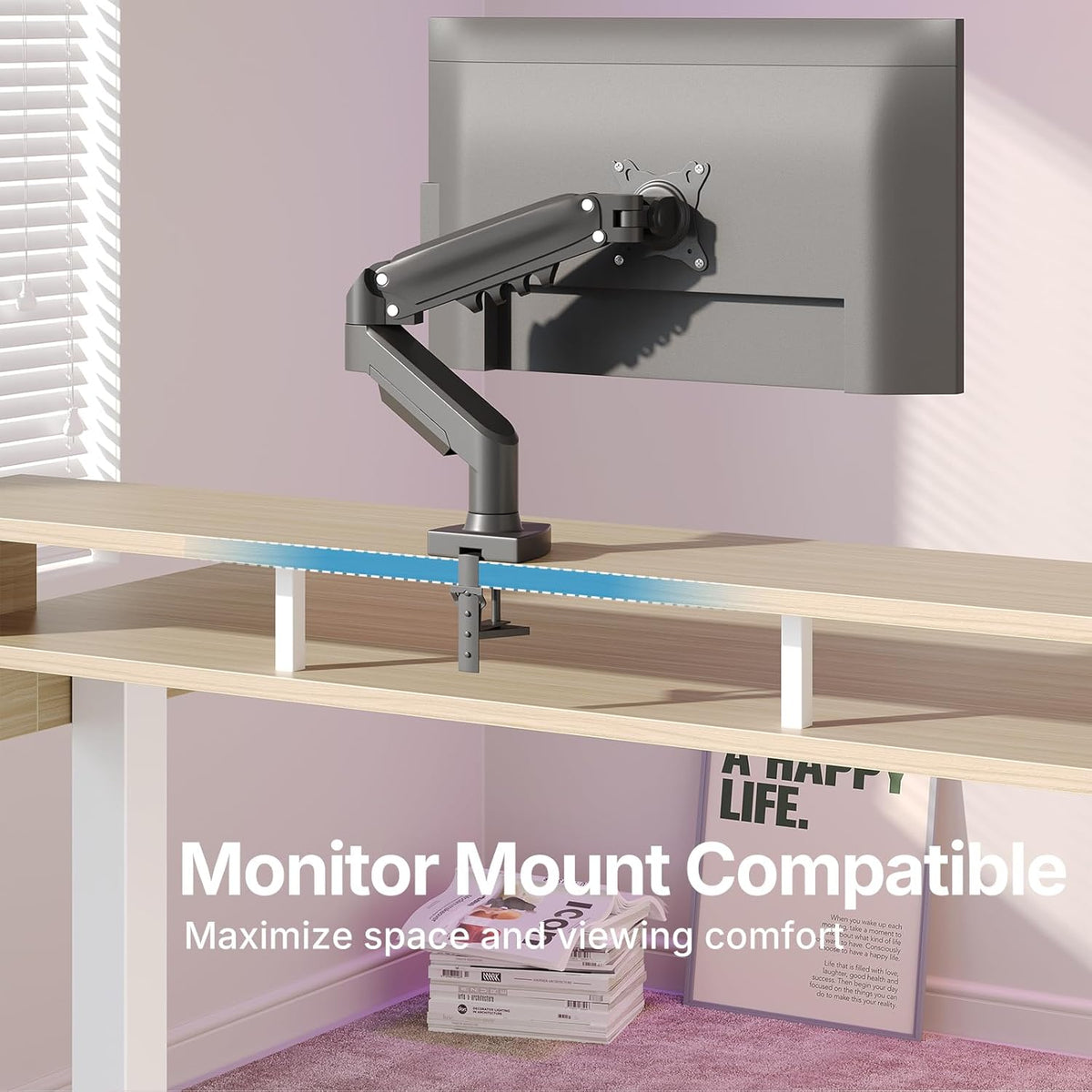 HUANUO 55″ x 26″ Electric Standing Desk with 2 Drawers &24.4″ Large Keyboard Tray, C-Clamp Mount Compatible, Adjustable Computer Desk for Office, Sit Stand Up Desk with 4 Height Presets, Light Walnut