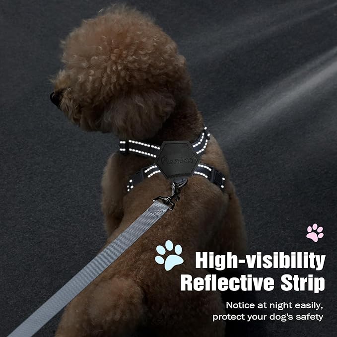Pawaboo Small Dog Harness and Leash Set, Puppy Harness X-Frame No Pull No Choke, Dog Vest Harnesses Adjustable for Small Medium Sized Dogs, Soft Breathable Pet Harnesses for Walking Outing (S, Black)