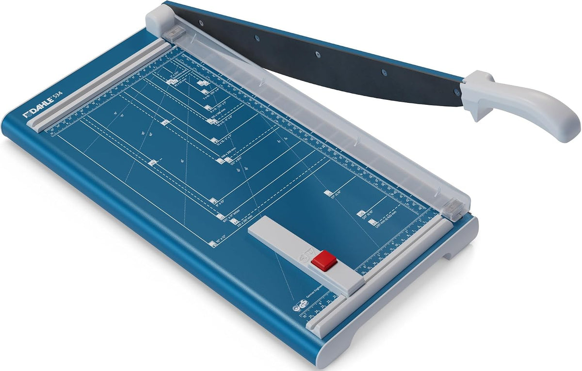 Dahle 534 Professional Guillotine Trimmer, 18" Cut Length, 15 Sheet Capacity, Self-Sharpening, Manual Clamp, German Engineered Paper Cutter
