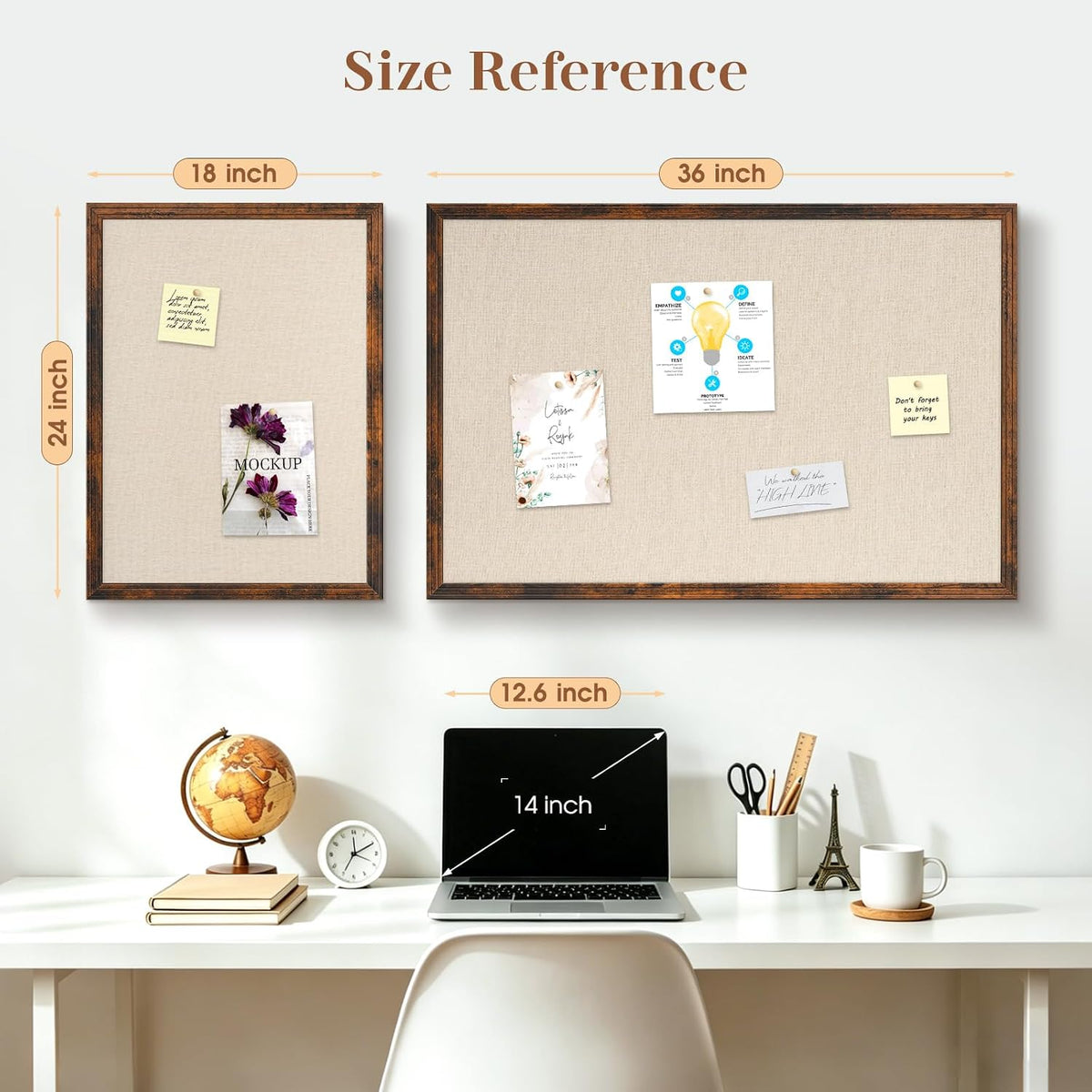 DOLLAR BOSS 36"x24" Linen Cork Board Decorative Bulletin Board, Brown