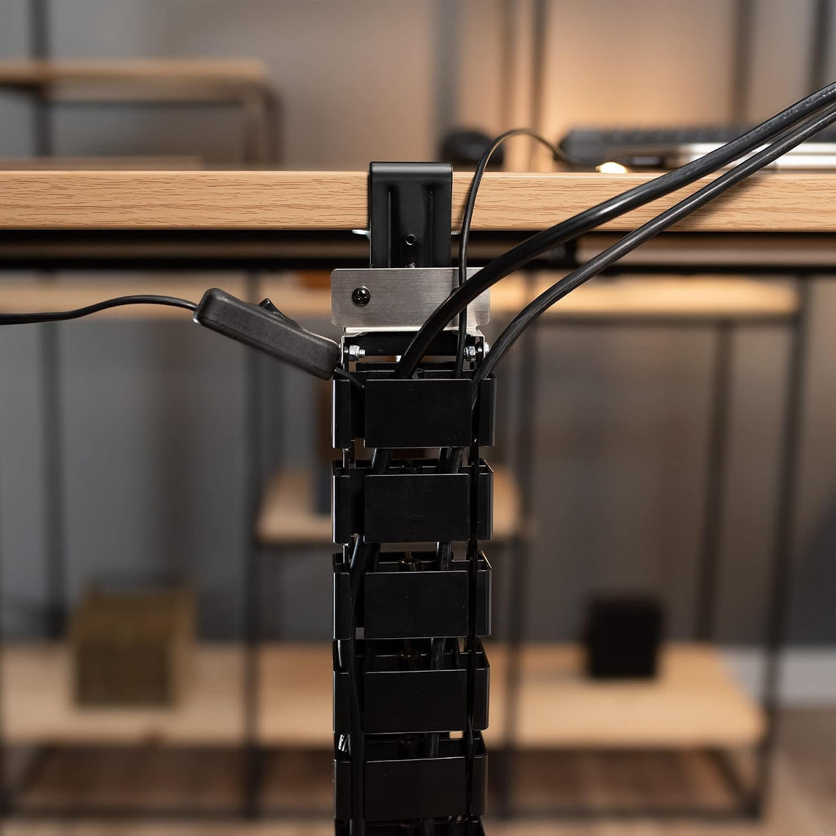 VIVO Black Clamp-on Desk Vertebrae Cable Management Kit, DESK-AC01P-B