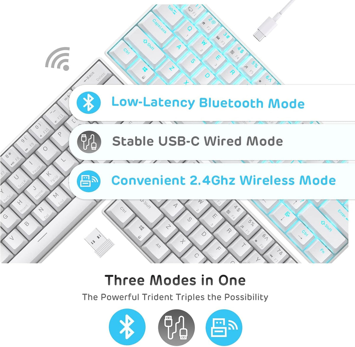 RK ROYAL KLUDGE RK61 Wireless 60% Triple Mode BT5.0/2.4G/USB-C Mechanical Keyboard, 61 Keys Wireless Mechanical Keyboard, Compact Gaming Keyboard with Software