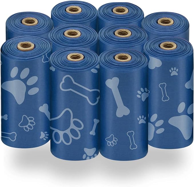 Best Pet Supplies Dog Poop Bags (150 Bags) for Waste Refuse Cleanup, Doggy Roll Replacements for Outdoor Puppy Walking and Travel, Leak Proof and Tear Resistant, Thick Plastic - Loyal Blue