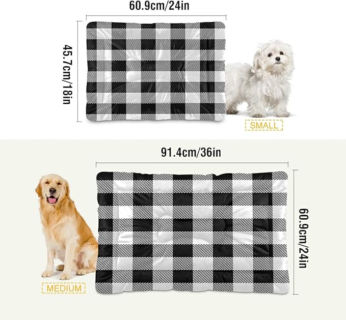Black White Buffalo Plaid Dog Bed Lumberjack Check Small Pet Bed Mat Non Slip Cat Beds Pad Mats Soft Dogs Bed Pillows Pets Blanket Cushion