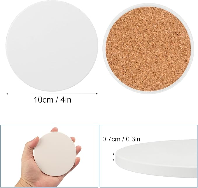 40 Pieces 4 Inch Round Blank Ceramic Coasters, Unglazed Ceramic Tiles Coasters