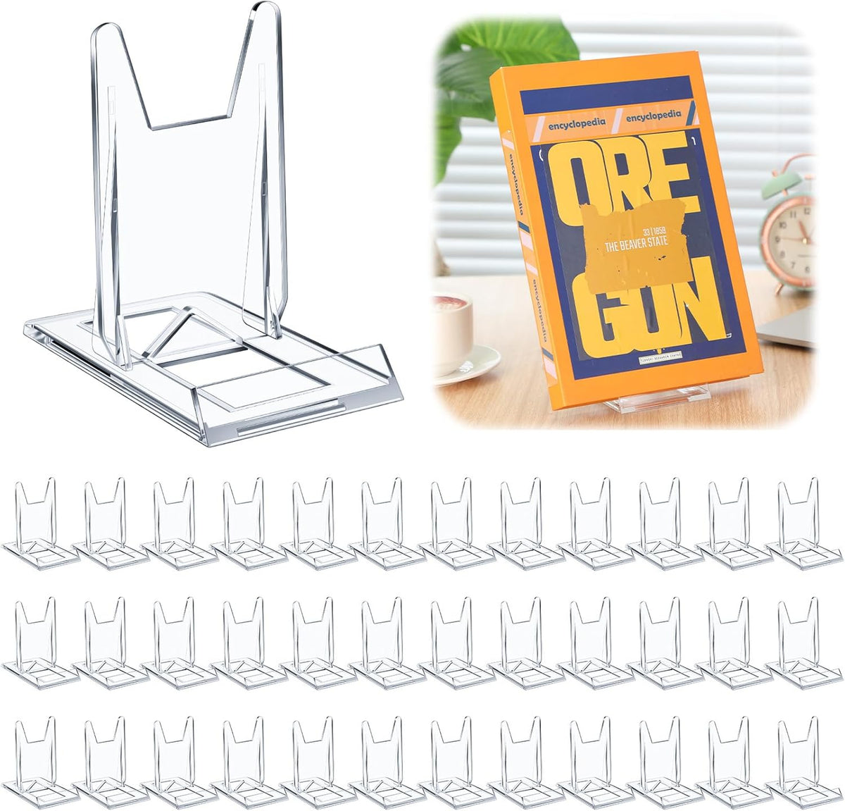 24 Pack Acrylic Book Stand for Display Adjustable, 5.91in H