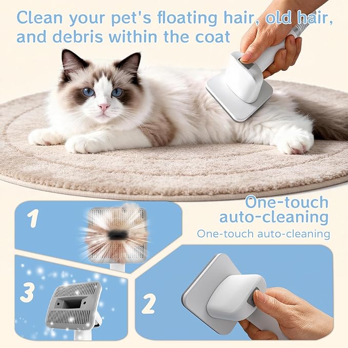 Dog Grooming Kit, Pet Grooming Vacuum with Pet Clipper Nail Grinder, Dog Hair Vacuum with 6 Pet Grooming Tools for Dogs Cats Shedding Grooming