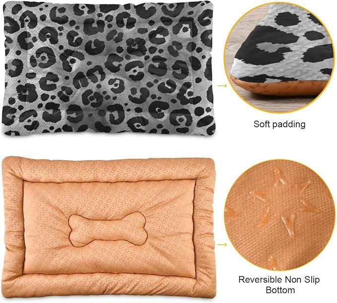 Leopard Print Pet Bed Cute Dog Bed Mat Absorbing Non Slip Pad Pet Sleeping Mat for Small, Medium, and Large Dogs Puppy Cat 24 in x 18 in