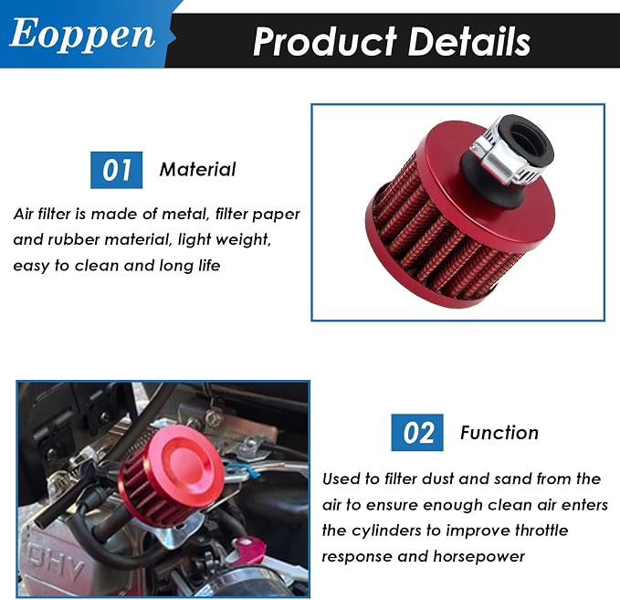 2Pcs 12mm Air Filter Mini Universal Vent Crankcase Cold Air Intake Breathe