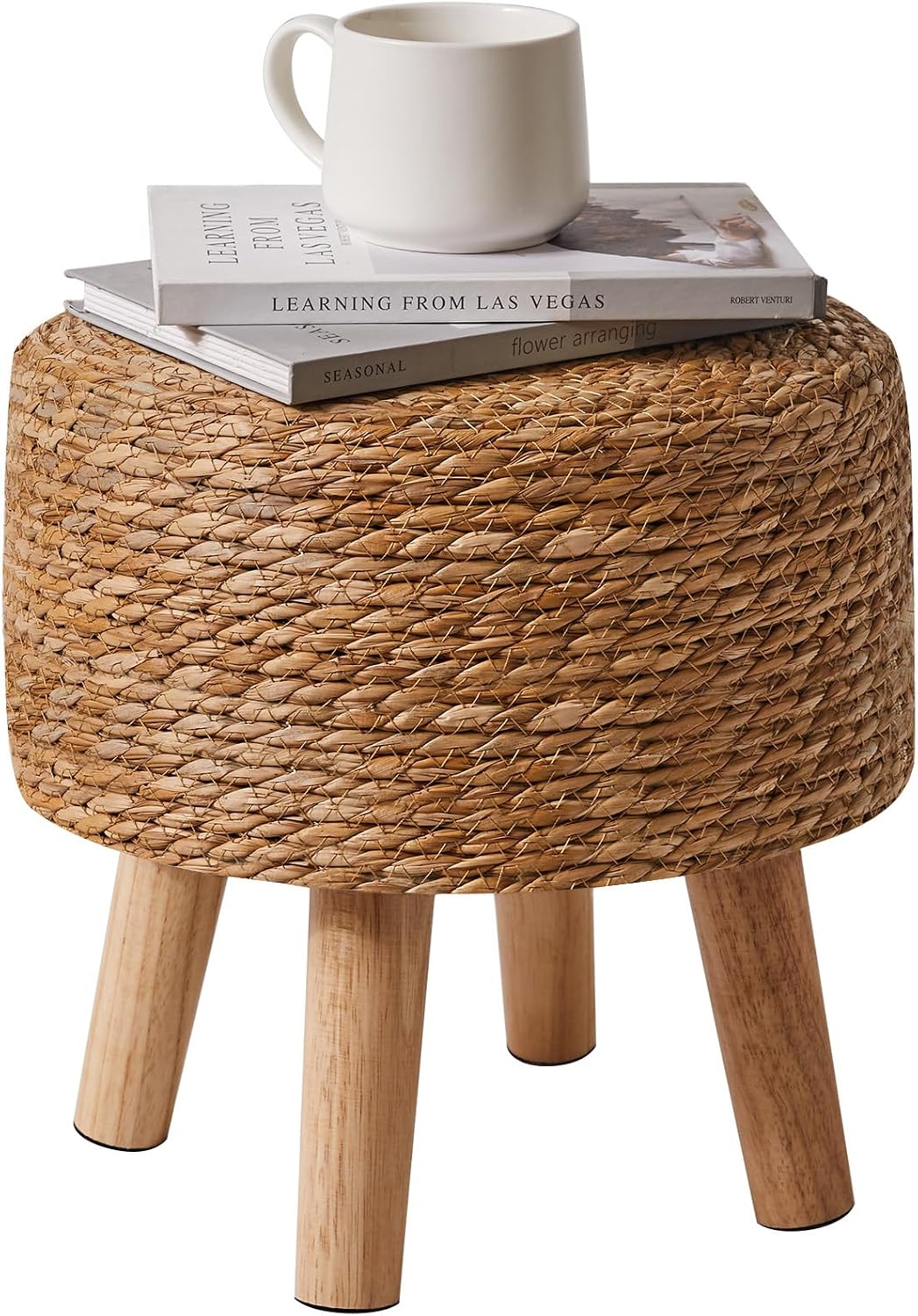 YMYNY Foot Stool, 12.6" Small Ottoman, Round Footrest,Natural HBD027N