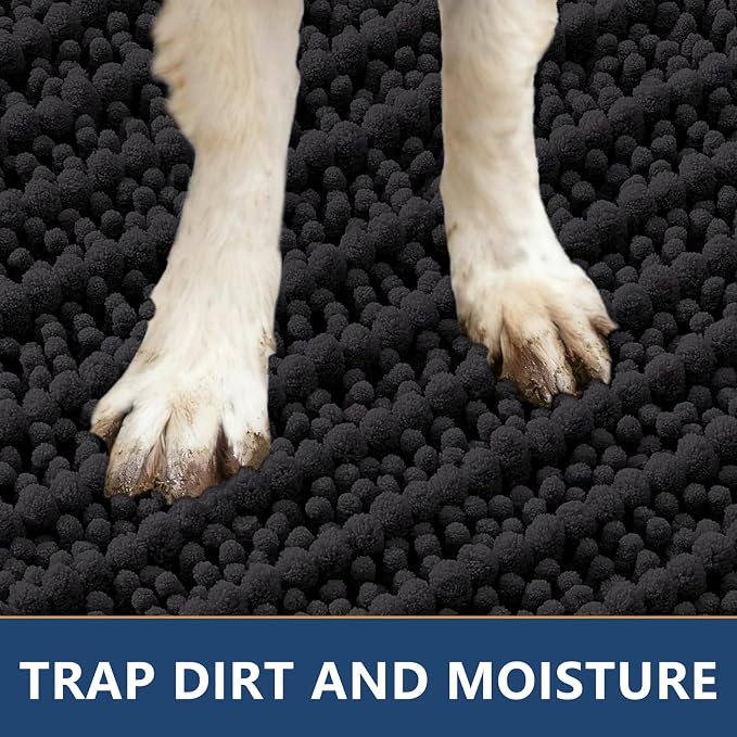 Smiry Dog Door Mat for Muddy Paws 40x32, Absorbent Dirt Trapper, Non-Slip