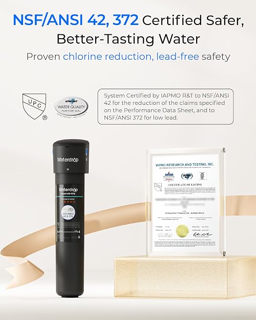 Waterdrop 15UA Under Sink Water Filter System, 2 Years, Bad Taste & Odor