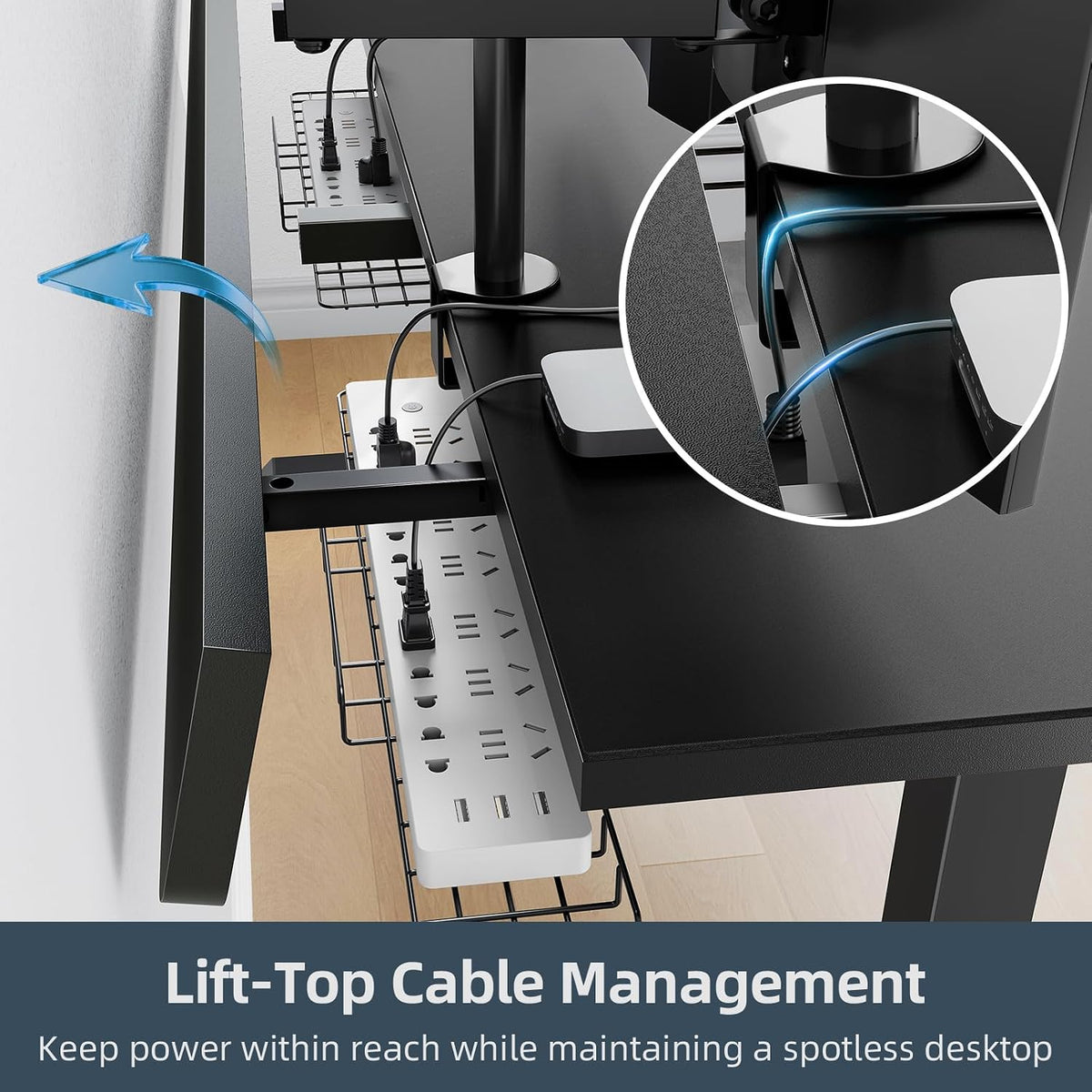 60 x 30 Inch Electric Standing Desk with Flip-Top Cable Management