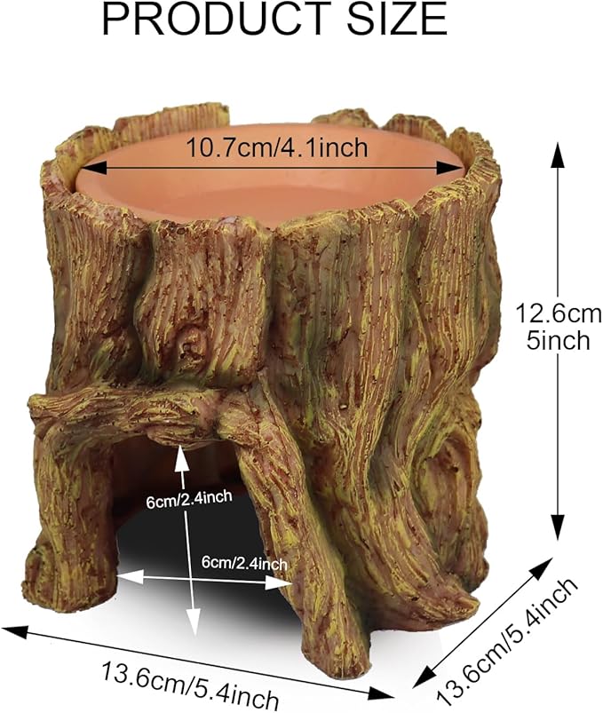 NANEEZOO Reptile Hide Cave 2 in 1 Reptile Humid Cave with Terracotta Water Basin Moisture Keeping and Shedding Help for Reptile Amphibians Leopard Gecko