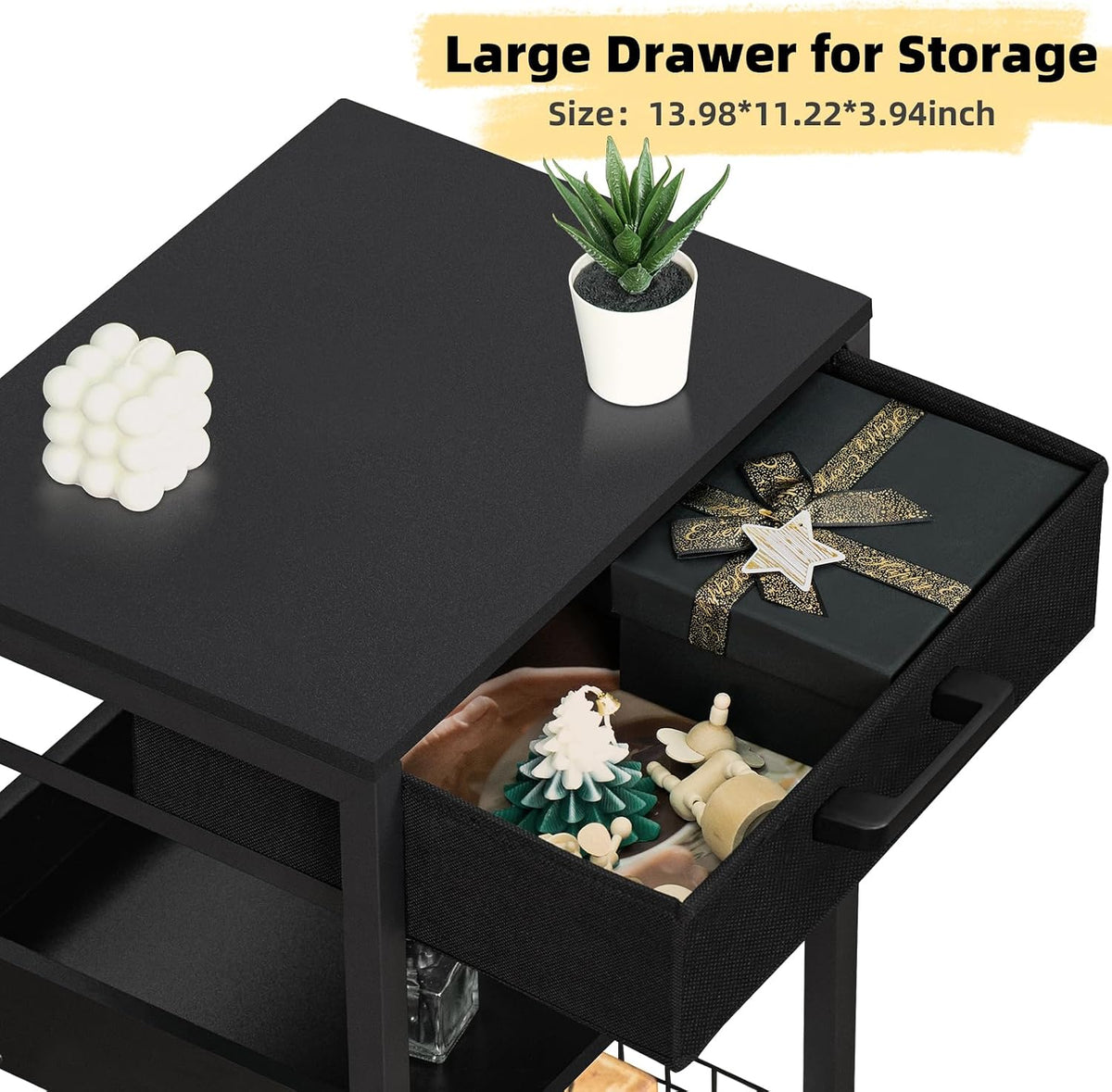 Lerliuo Printer Stand with Storage, 3-Tier Printer Table,Black