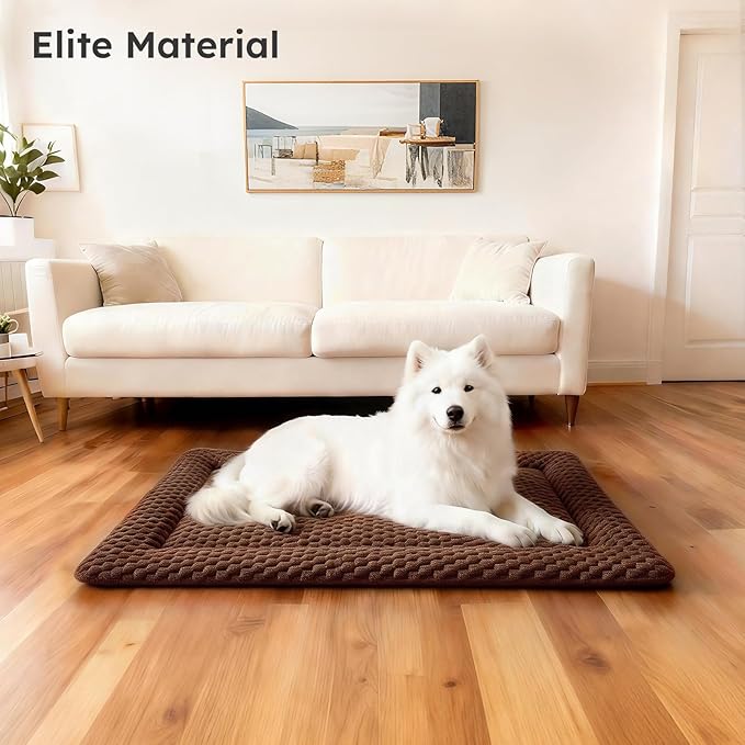 Dog Bed Mat, Dual-Sided Dog Crate Bed Mat - Ultra Soft & Machine Washable Kennel Pad for Cats and Extra Small Dogs, All-Season Comfort Pet Bed for Crates, Travel, and Home, Brown, 18 x 14 Inch