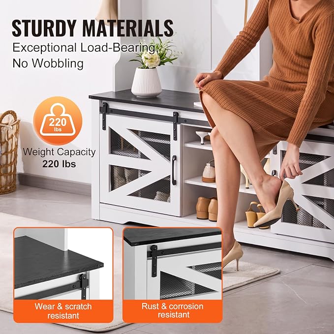 VEVOR Hall Tree Entryway Bench, LED Coat Rack