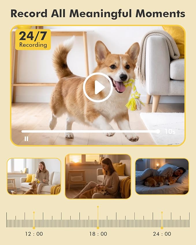 Dzees 2K Indoor Security Camera 2 Pack, 360 Degree WiFi Pet Camera with Phone App, 5G and 2.4G, Wired Home Camera with 2-Way Audio, Motion Tracking, Night Vision, White