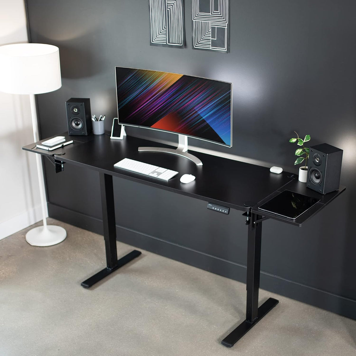 VIVO Black Clamp-on 24 x 12 inch Desk Extender, DESK-EXT24