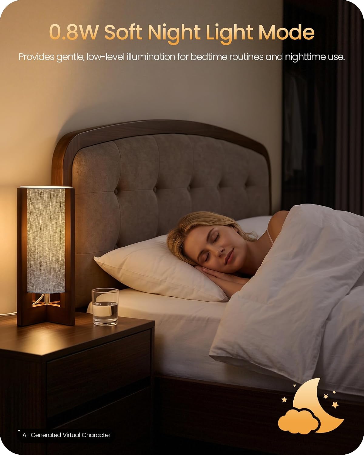 Gray Table Lamp, 13.4" Small Bedside Lamp with A19 LED Bulb
