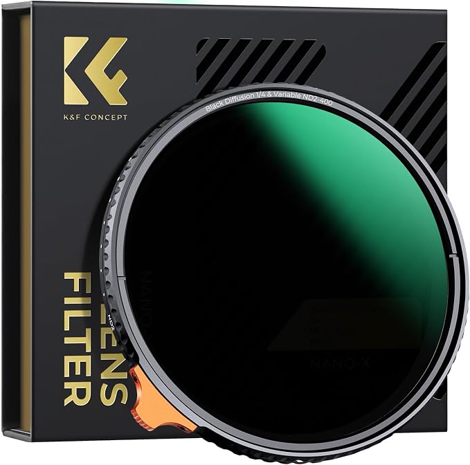 K&F CONCEPT 49mm Black Diffusion Mist 1/4 Effect & Variable ND2-400 Neutral