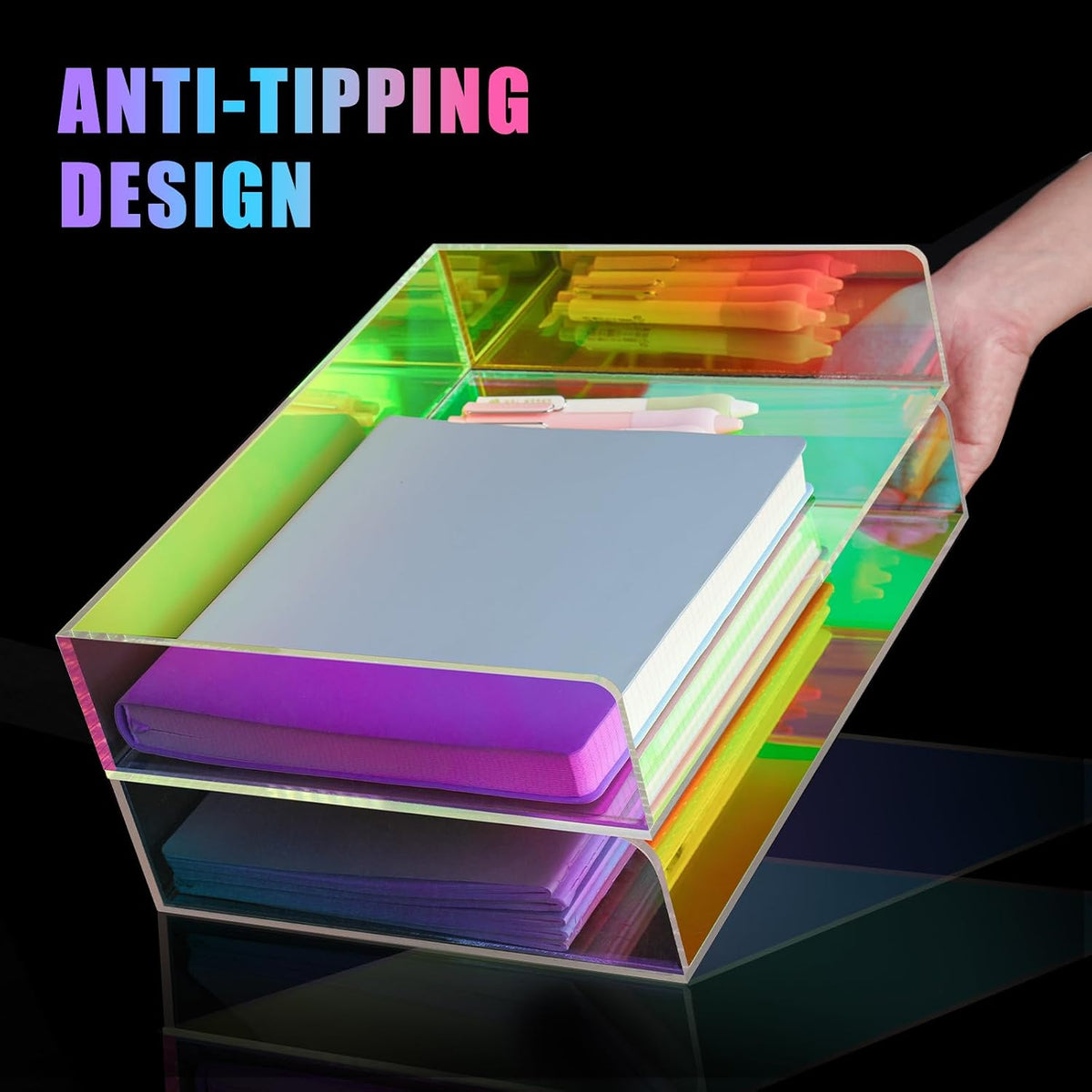 2-Tier Letter Tray Stackable Acrylic Desk Organizer File Holder