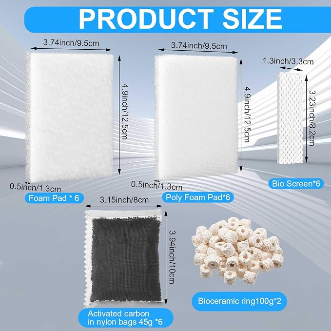 26 Pcs Aquarium Filter Media Kit Compatible