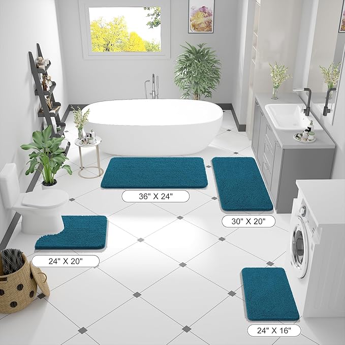OLANLY Bathroom Rugs 30x20, Extra Soft Absorbent Chenille Bath Rugs, Rubber